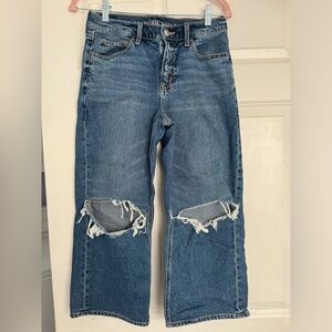 Baggy wide leg cropped jeans